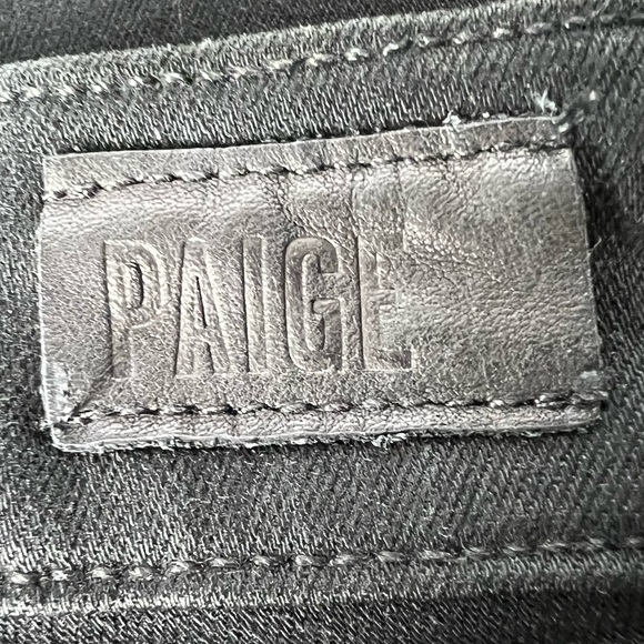 PAIGE Jeans Black Elaine High Rise Denim Raw Hem Jeans Size 25 - Picture 11 of 17